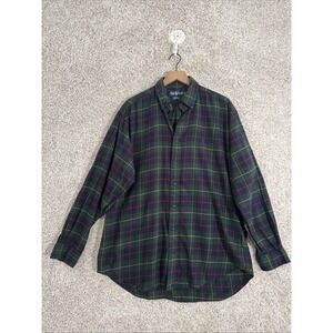Ralph Lauren Shirt Mens Large Green Plaid Long‎ Sleeve Button Down Vintage